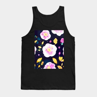 Pink and Yellow Flower Watercolor abstract art Tank Top